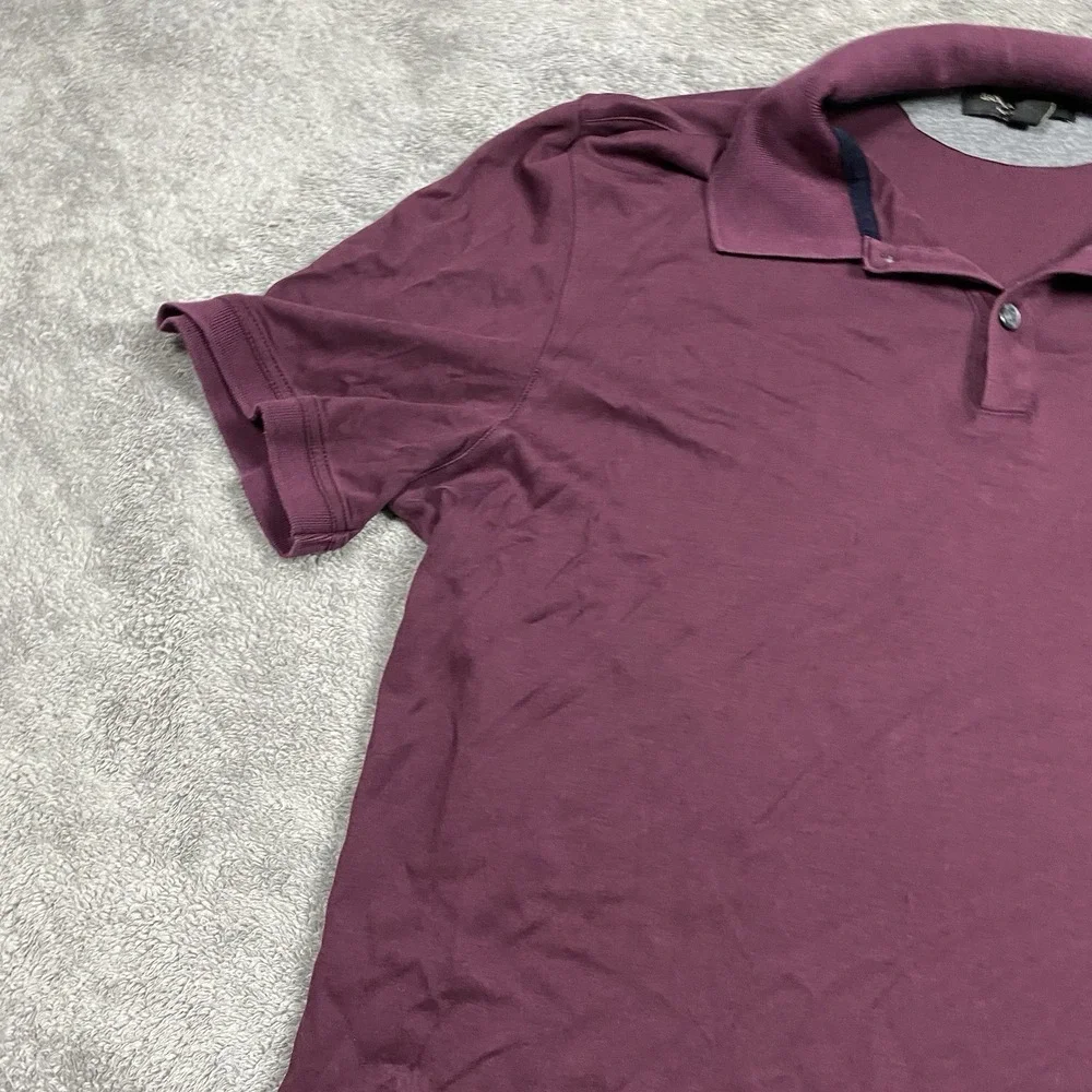 Banana Republic Luxury Touch Polo Mens Tall XL Burgundy Buttons Short Sleeve